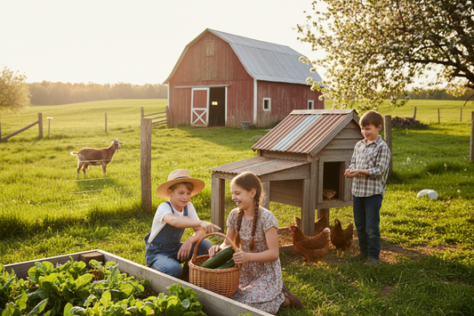 Children working together on a farm