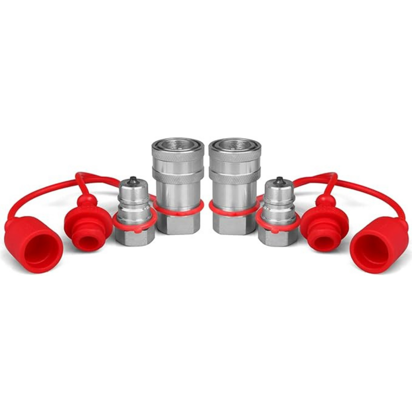 Hydraulic Coupler Kit: ZINGER 3/8" ISO 5675 Quick Connects with Dust Caps